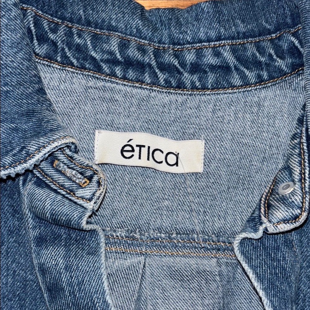 Etica Blue Mini Denim Dress Size Small - Picture 2 of 4